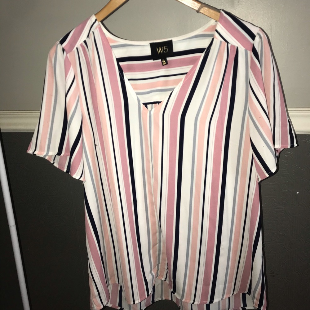 STRIPE V-NECK FLUTTER SLEEVE BLOUSE 💗